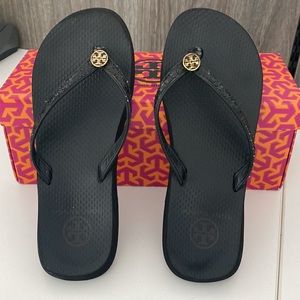 Tory Burch glitter flip flops